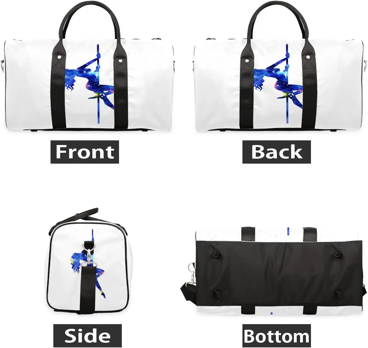 Travel Duffel Bag, Dancing Girl Sports Tote Gym Foldable Weekender Carry on Luggage Handle Overnight Shoulder Bag for Women Men