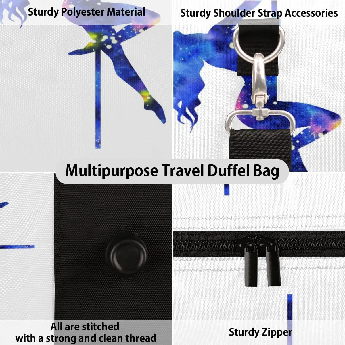 Travel Duffel Bag, Dancing Girl Sports Tote Gym Foldable Weekender Carry on Luggage Handle Overnight Shoulder Bag for Women Men