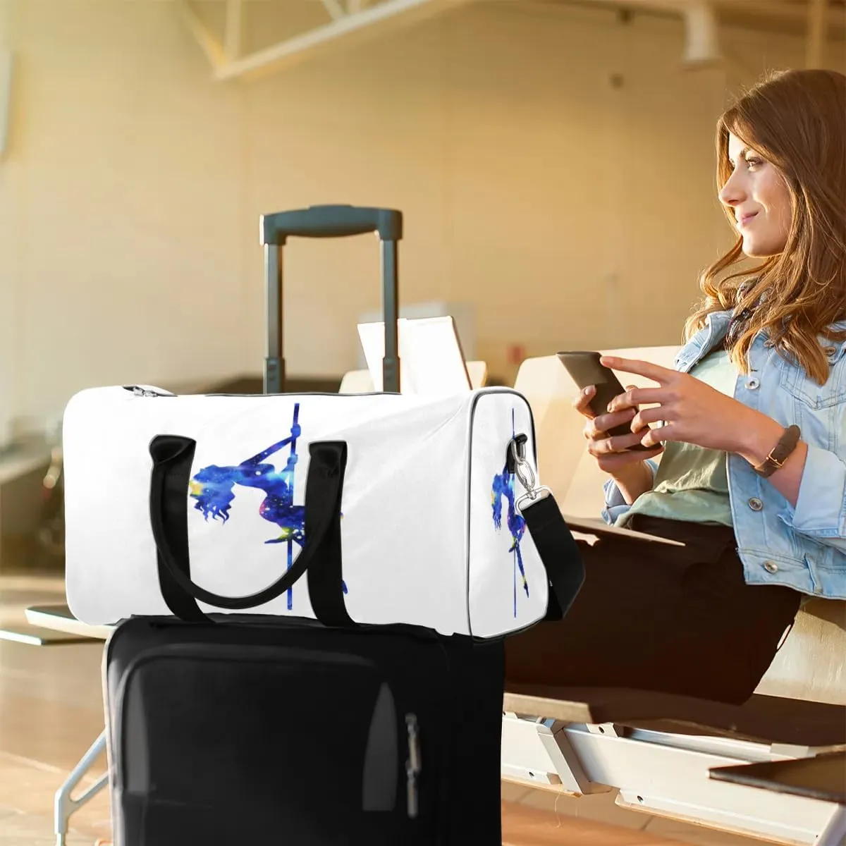 Travel Duffel Bag, Dancing Girl Sports Tote Gym Foldable Weekender Carry on Luggage Handle Overnight Shoulder Bag for Women Men