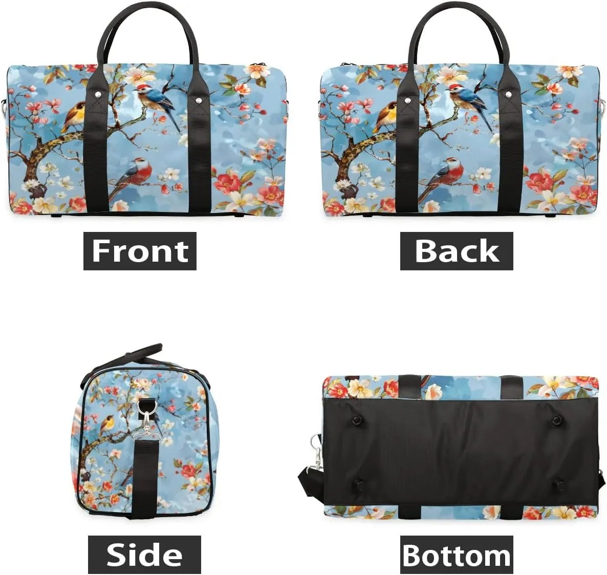 Travel Duffel Bag, Flower Tree Bird Sports Tote Gym Bag Foldable Western Aztec Weekender Bag Carry on Luggage Handle Bag Overnight Shoulder Bag for Women Men,A-1855