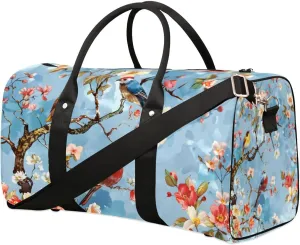 Travel Duffel Bag, Flower Tree Bird Sports Tote Gym Bag Foldable Western Aztec Weekender Bag Carry on Luggage Handle Bag Overnight Shoulder Bag for Women Men,A-1855