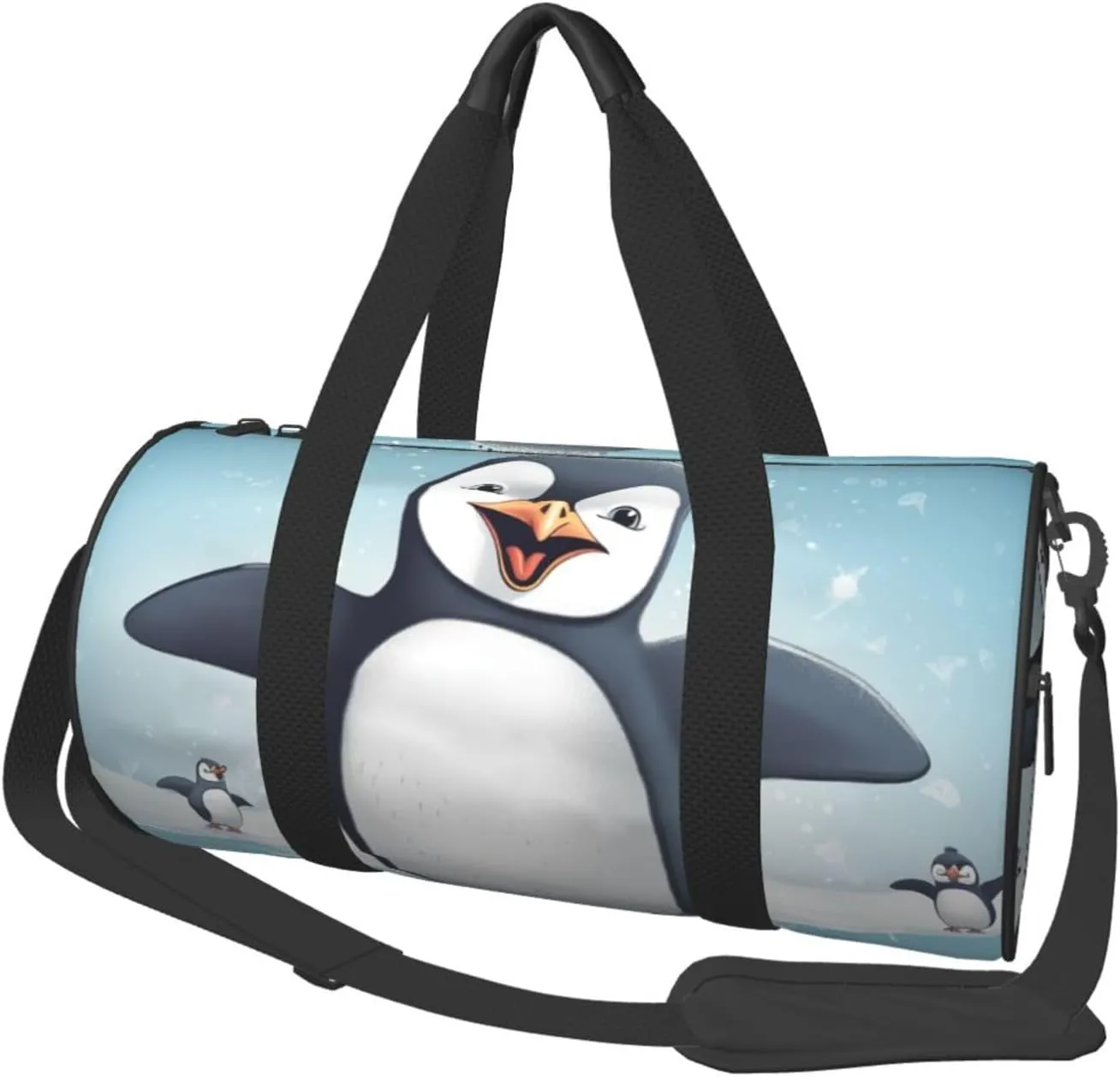 Travel Duffel Bag Foldable Weekender Overnight Bag Happy Penguin Sports Tote Gym Bag Large Capacity Lightweight Carry On Luggage Bag for Men Women