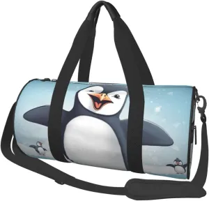 Travel Duffel Bag Foldable Weekender Overnight Bag Happy Penguin Sports Tote Gym Bag Large Capacity Lightweight Carry On Luggage Bag for Men Women