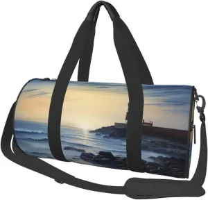 Travel Duffel Bag Foldable Weekender Overnight Bag The Seaside Lighthouse Sports Tote Gym Bags Large Capacity Lightweight Carry On Luggage Bags for Men Women