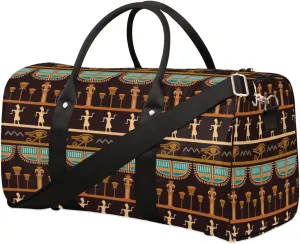 Travel Duffel Bag for Men & Women, African Egyptian Theme Foldable Sports Gym Bag Tote Bag with Adjustable Shoulder Straps Overnight Weekender Carry On Bag for Workout, Yoga, Swimming