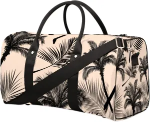 Travel Duffel Bag for Men & Women, Coconut Tree Summer Print Foldable Sports Gym Bag Tote Bag with Adjustable Shoulder Straps Overnight Weekender Carry On Bag for Workout, Yoga, Swimming