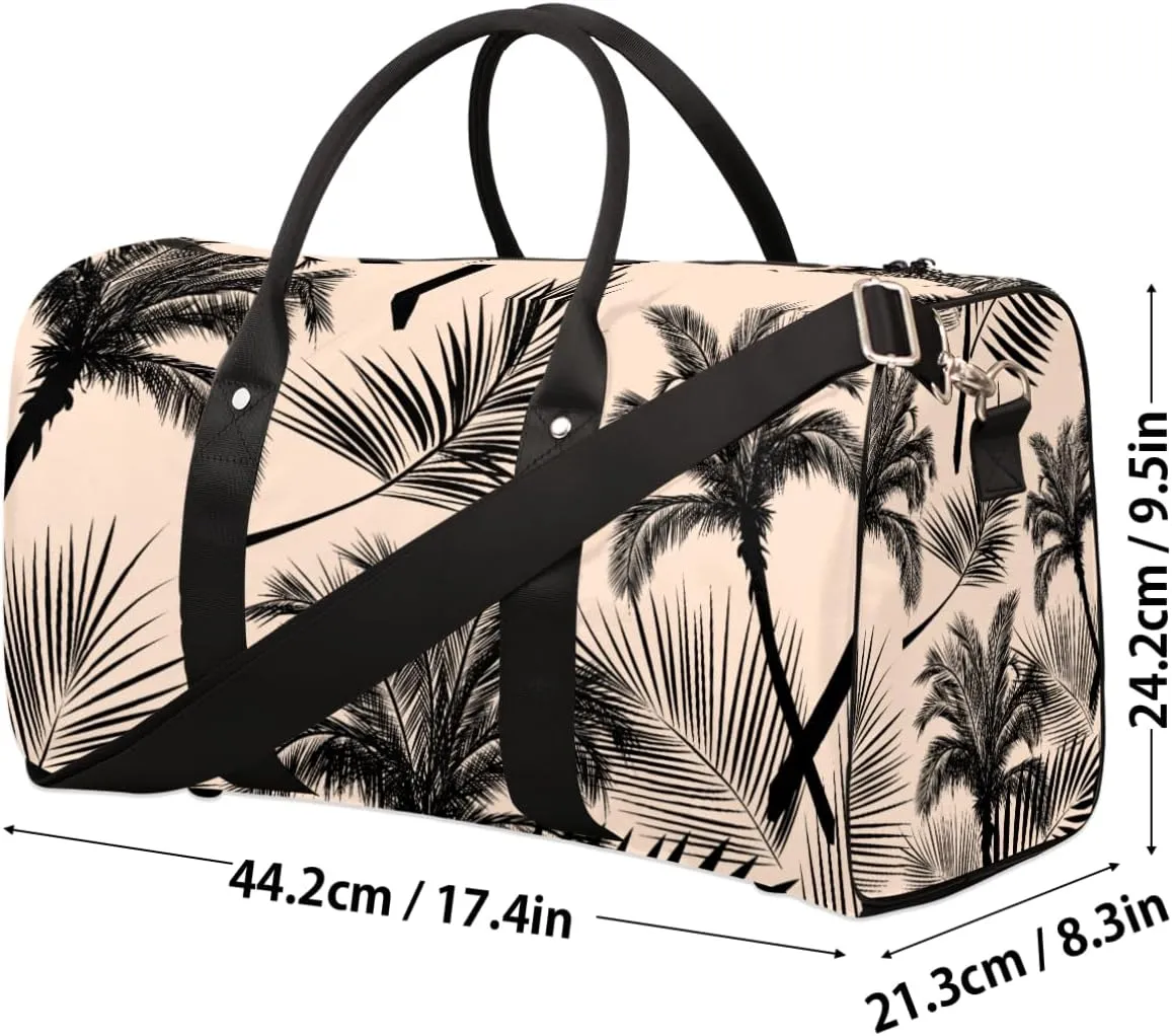 Travel Duffel Bag for Men & Women, Coconut Tree Summer Print Foldable Sports Gym Bag Tote Bag with Adjustable Shoulder Straps Overnight Weekender Carry On Bag for Workout, Yoga, Swimming