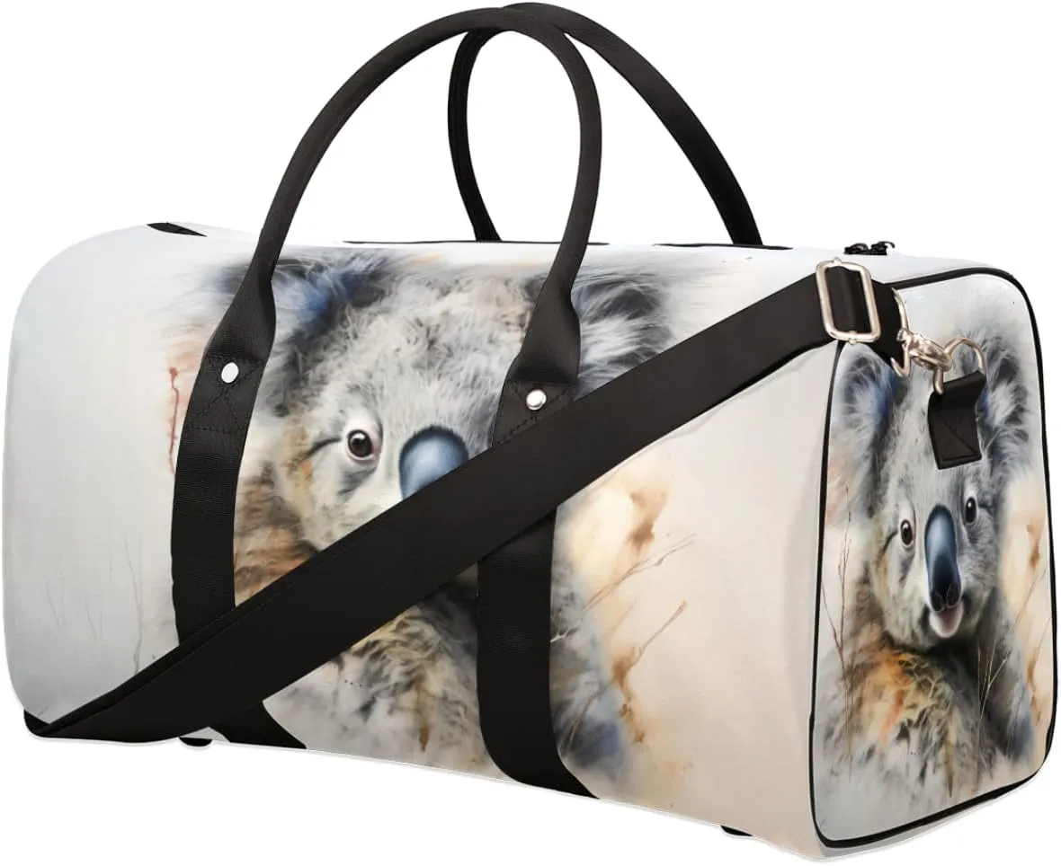 Travel Duffel Bag for Men & Women, Cute Koala Animals Foldable Sports Gym Bag Tote Bag with Adjustable Shoulder Straps Overnight Weekender Carry On Bag for Workout, Yoga, Swimming