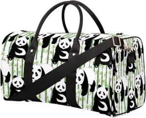 Travel Duffel Bag for Men & Women, Cute Panda Animals Foldable Sports Gym Bag Tote Bag with Adjustable Shoulder Straps Overnight Weekender Carry On Bag for Workout, Yoga, Swimming