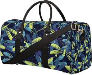 Travel Duffel Bag for Men & Women, Dragonfly Animal Graffiti Foldable Sports Gym Bag Tote Bag with Adjustable Shoulder Straps Overnight Weekender Carry On Bag for Workout, Yoga, Swimming