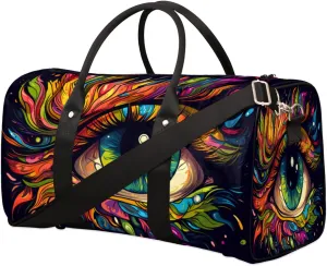 Travel Duffel Bag for Men & Women, Foldable Sports Gym Bag Tote Bag with Adjustable Shoulder Straps,Abstract Eye Gothic Art Overnight Weekender Carry On Bag for Workout, Yoga, Swimming