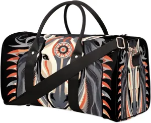 Travel Duffel Bag for Men & Women, Foldable Sports Gym Bag Tote Bag with Adjustable Shoulder Straps,Africa Egypt Abstract Horse Overnight Weekender Carry On Bag for Workout, Yoga, Swimming
