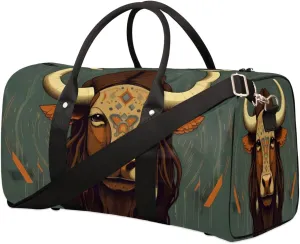 Travel Duffel Bag for Men & Women, Foldable Sports Gym Bag Tote Bag with Adjustable Shoulder Straps,Africa Egypt Animal Cattle Overnight Weekender Carry On Bag for Workout, Yoga, Swimming