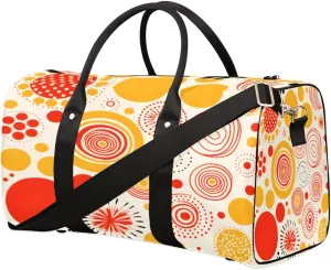 Travel Duffel Bag for Men & Women, Foldable Sports Gym Bag Tote Bag with Adjustable Shoulder Straps,Cartoon Circle Geometric Patterns Overnight Weekender Carry On Bag for Workout, Yoga, Swimming