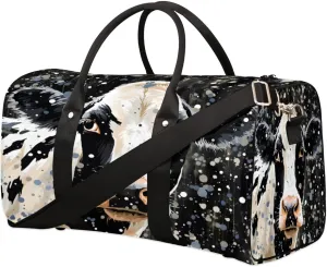 Travel Duffel Bag for Men & Women, Foldable Sports Gym Bag Tote Bag with Adjustable Shoulder Straps,Cattle Animal Graffiti Overnight Weekender Carry On Bag for Workout, Yoga, Swimming