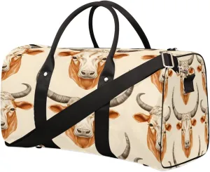 Travel Duffel Bag for Men & Women, Foldable Sports Gym Bag Tote Bag with Adjustable Shoulder Straps,Cattle Tribe Printing Overnight Weekender Carry On Bag for Workout, Yoga, Swimming