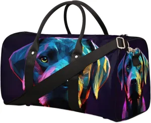 Travel Duffel Bag for Men & Women, Foldable Sports Gym Bag Tote Bag with Adjustable Shoulder Straps,Colorful Dog Animal Printing Overnight Weekender Carry On Bag for Workout, Yoga, Swimming