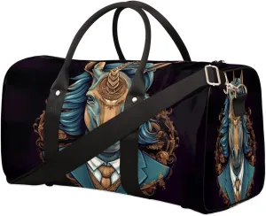 Travel Duffel Bag for Men & Women, Foldable Sports Gym Bag Tote Bag with Adjustable Shoulder Straps,Handsome Animal Horse Head Overnight Weekender Carry On Bag for Workout, Yoga, Swimming