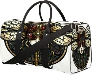 Travel Duffel Bag for Men & Women, Foldable Sports Gym Bag Tote Bag with Adjustable Shoulder Straps,Ms. Gothic Butterfly Overnight Weekender Carry On Bag for Workout, Yoga, Swimming
