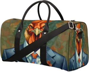 Travel Duffel Bag for Men & Women, Foldable Sports Gym Bag Tote Bag with Adjustable Shoulder Straps,Serious Suit Rooster Overnight Weekender Carry On Bag for Workout, Yoga, Swimming