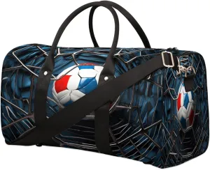 Travel Duffel Bag for Men & Women, Foldable Sports Gym Bag Tote Bag with Adjustable Shoulder Straps,Soccer France Flag Ball Overnight Weekender Carry On Bag for Workout, Yoga, Swimming