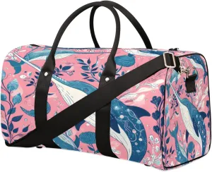 Travel Duffel Bag for Men & Women, Foldable Sports Gym Bag Tote Bag with Adjustable Shoulder Straps,Swordfish Ocean Summer Overnight Weekender Carry On Bag for Workout, Yoga, Swimming