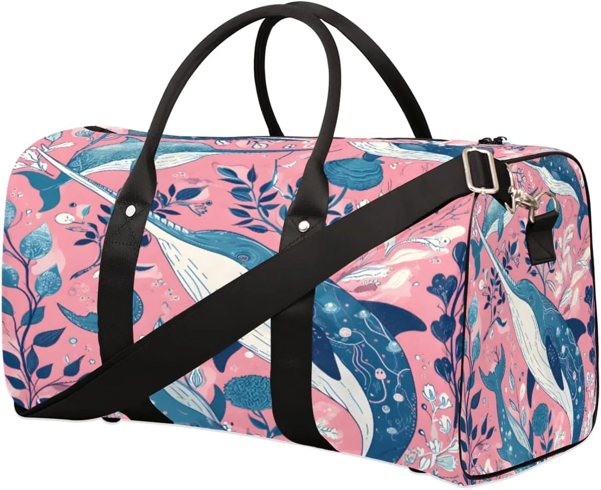 Travel Duffel Bag for Men & Women, Foldable Sports Gym Bag Tote Bag with Adjustable Shoulder Straps,Swordfish Ocean Summer Overnight Weekender Carry On Bag for Workout, Yoga, Swimming