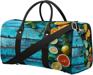 Travel Duffel Bag for Men & Women, Foldable Sports Gym Bag Tote Bag with Adjustable Shoulder Straps,Wood Board Orange Texture Overnight Weekender Carry On Bag for Workout, Yoga, Swimming