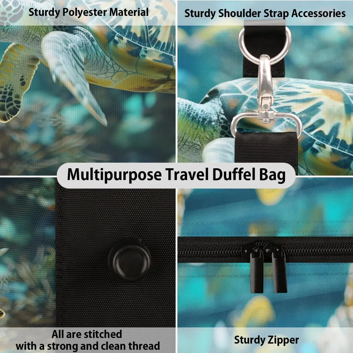 Travel Duffel Bag, Ocean Animal Turtle Sports Tote Gym Bag Foldable Western Aztec Weekender Bag Carry on Luggage Handle Bag Overnight Shoulder Bag for Women Men,A-503