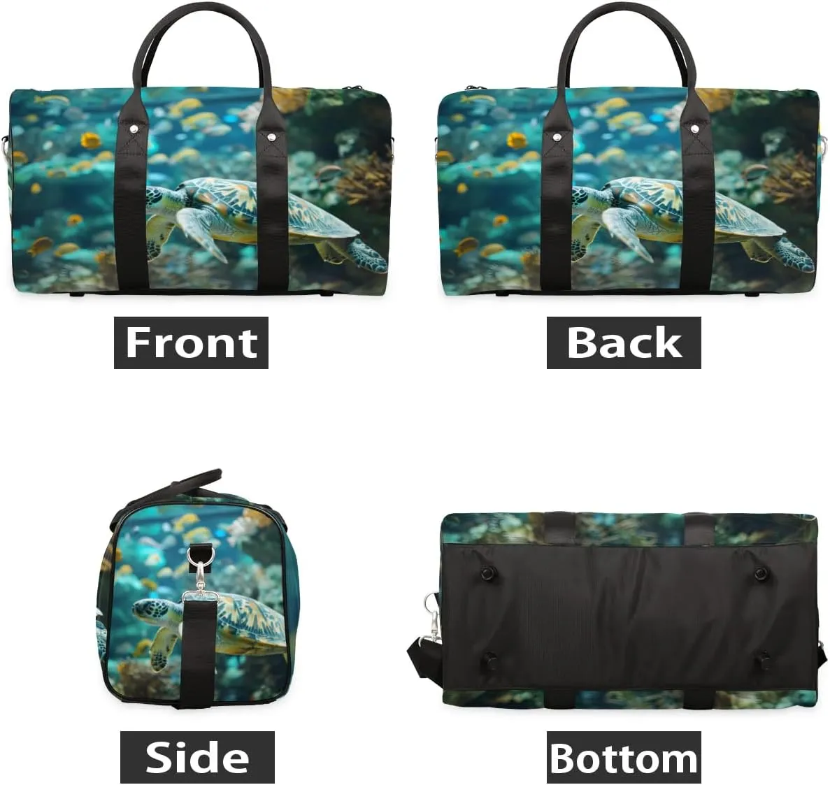Travel Duffel Bag, Ocean Animal Turtle Sports Tote Gym Bag Foldable Western Aztec Weekender Bag Carry on Luggage Handle Bag Overnight Shoulder Bag for Women Men,A-503