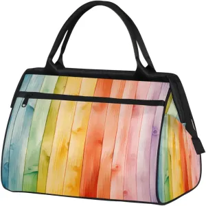Travel Duffel Bag, Sports Tote Gym Bag, Colorful Wood Summer Overnight Weekender Bags Carry on Bag for Women Men, Airlines Approved Personal Item Travel Bag for Labor and Delivery