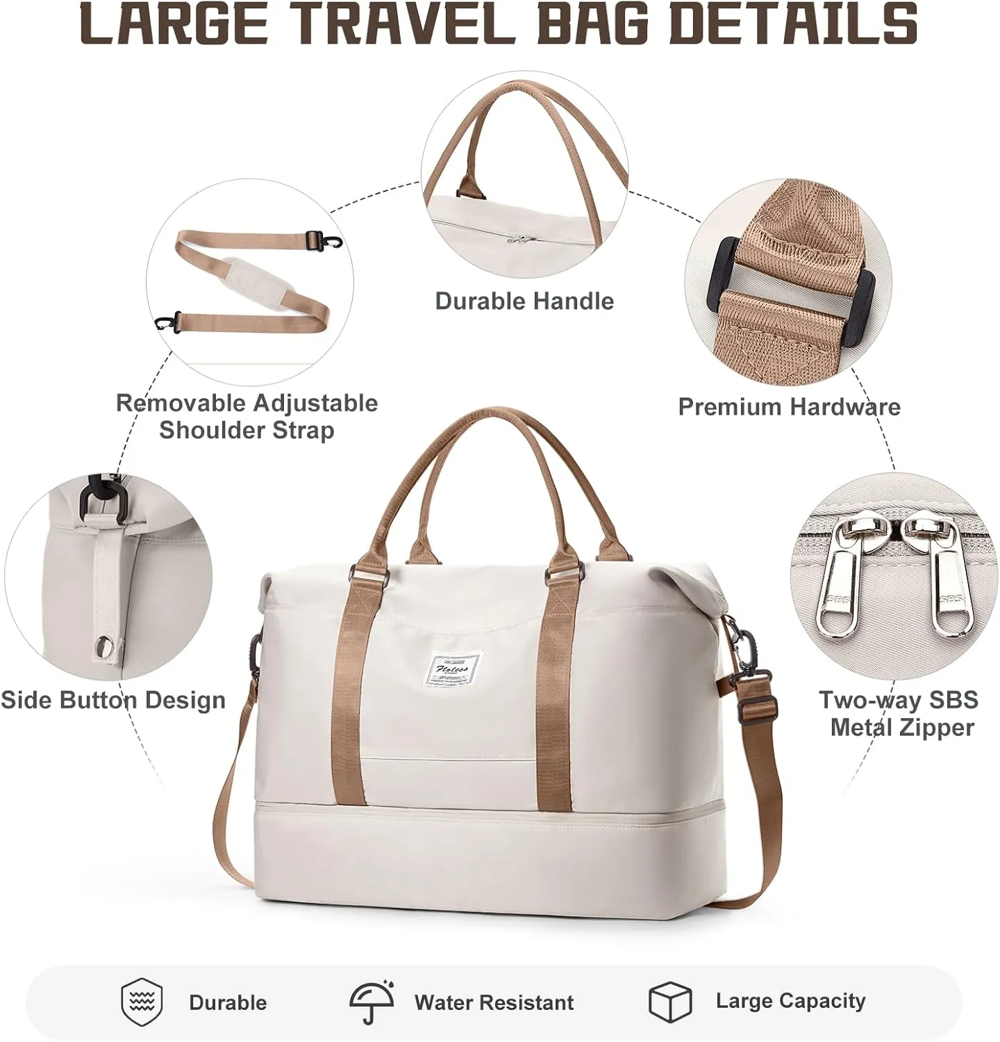 Travel Duffel Bag with Shoes Compartment, Overnight Weekender Bags for Women, Carry on Personal Item Travel Set