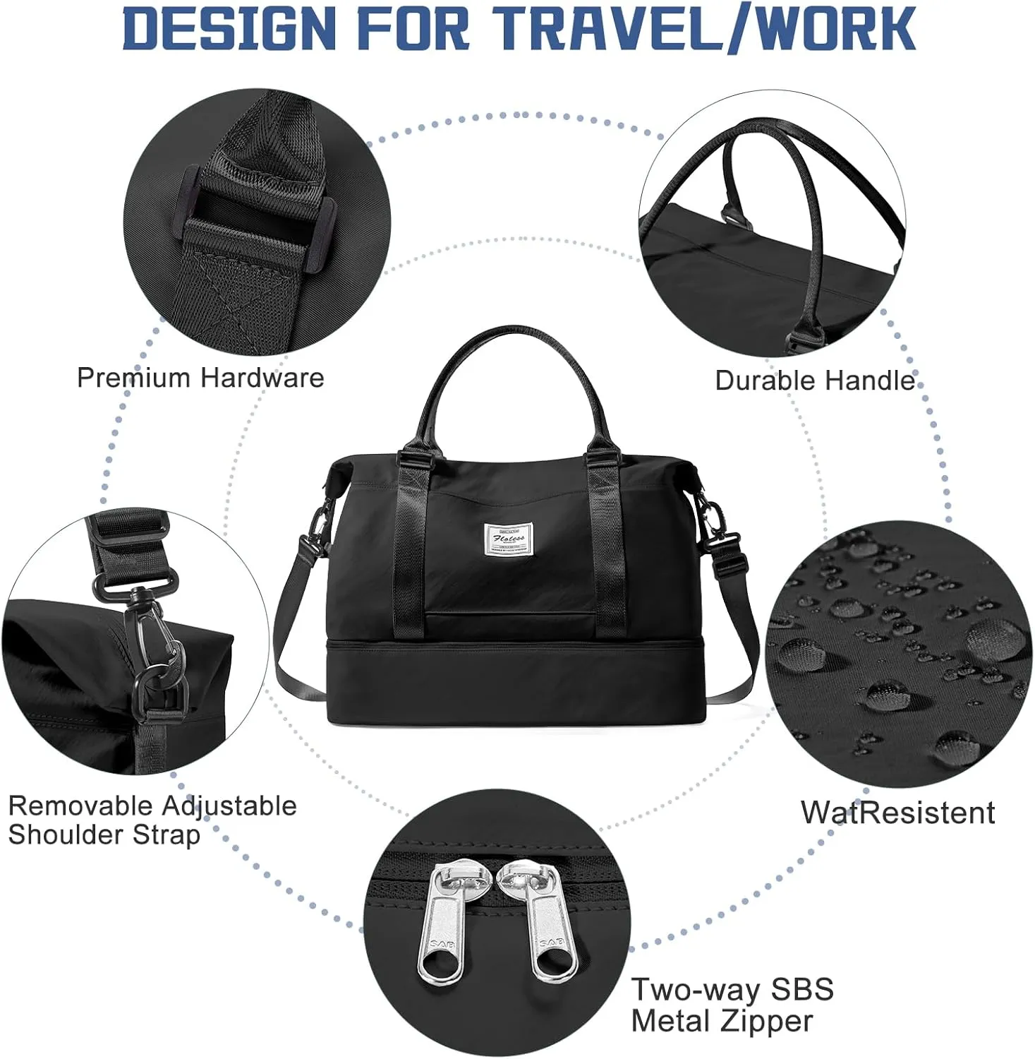 Travel Duffel Bag with Shoes Compartment, Overnight Weekender Bags for Women,Carry on Personal Item Bag