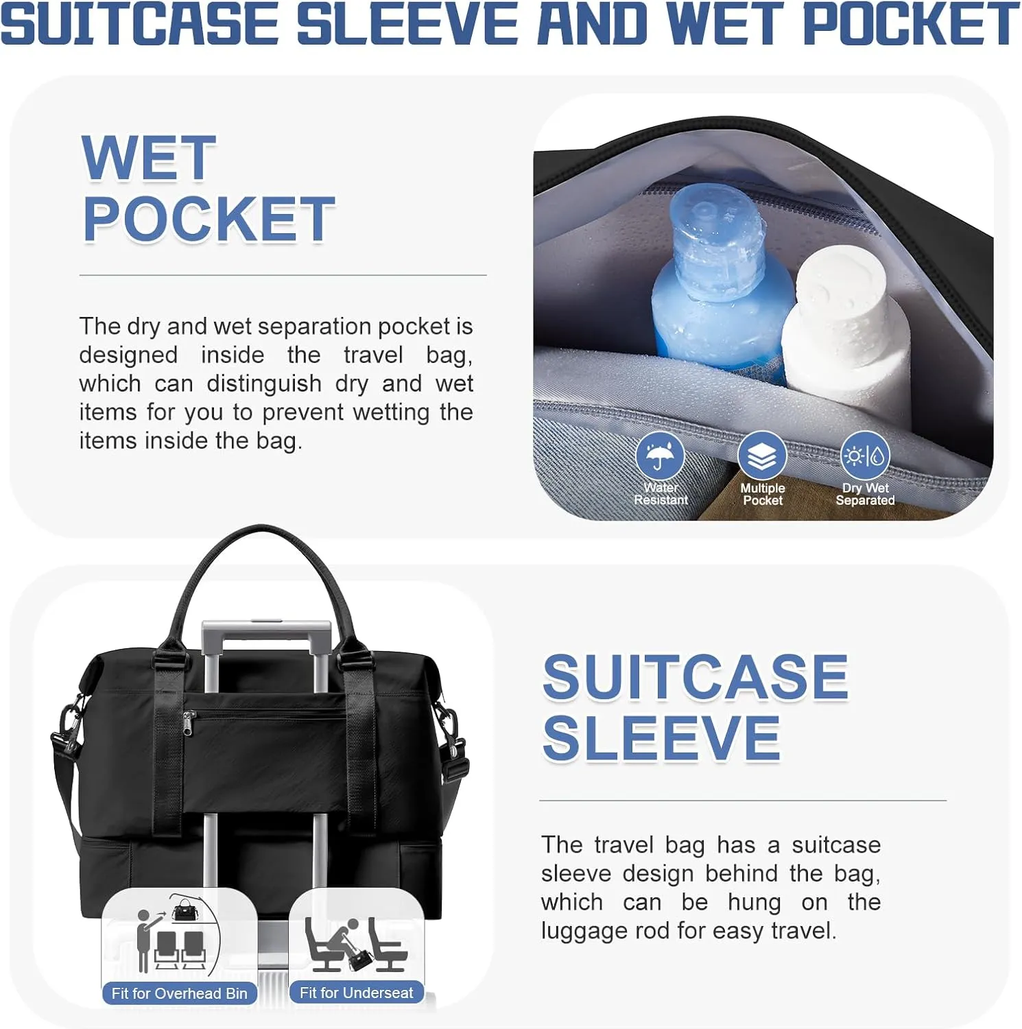 Travel Duffel Bag with Shoes Compartment, Overnight Weekender Bags for Women,Carry on Personal Item Bag