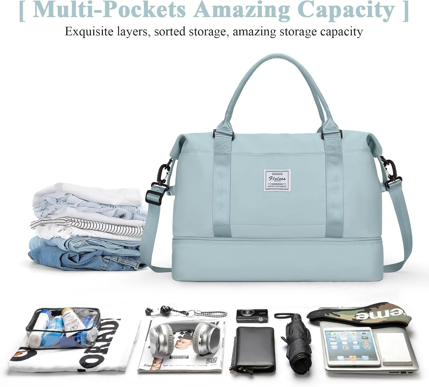 Travel Duffel Bag with Shoes Compartment, Overnight Weekender Bags for Women,Carry on Personal Item Bag
