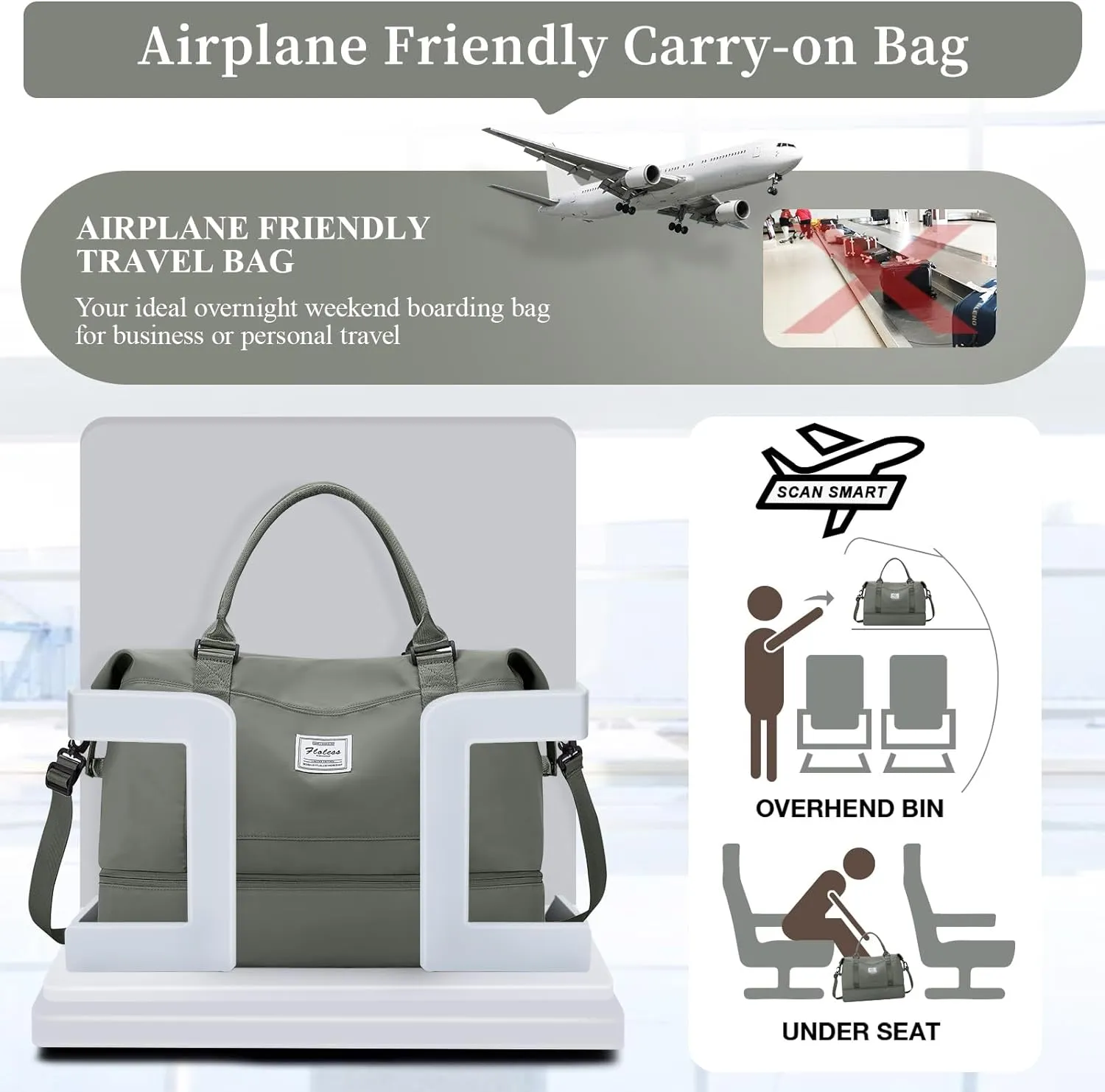 Travel Duffel Bag with Shoes Compartment, Overnight Weekender Bags for Women,Carry on Personal Item Bag,Medium Size
