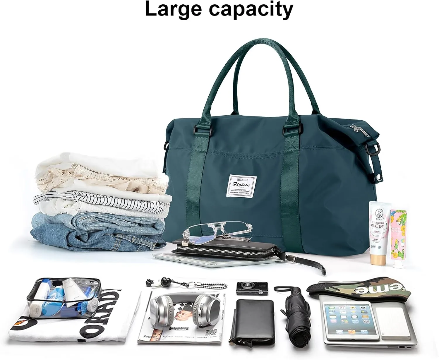 Travel Duffel Bag,Sports Tote Gym Bag,Shoulder Weekender Overnight Bag for Women