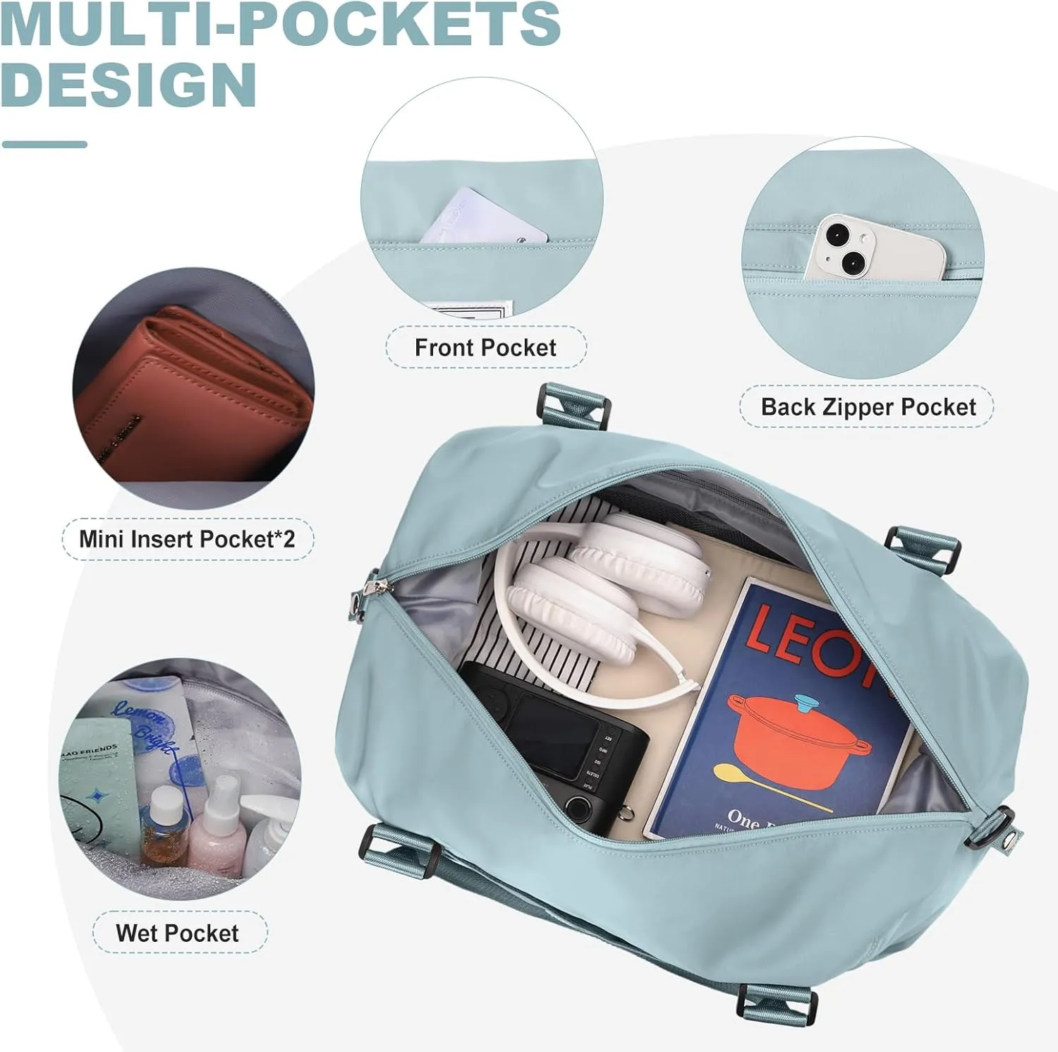Travel Duffel Bag,Sports Tote Gym Bag,Shoulder Weekender Overnight Bag for Women