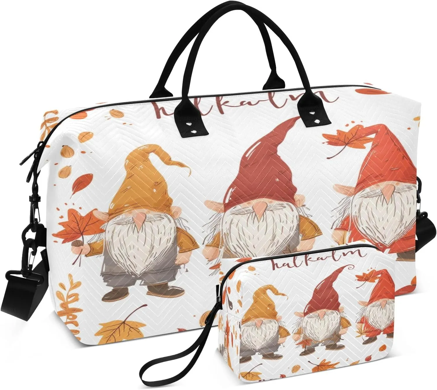 Travel Duffle Bag, Autumn Dwarf Maple Leaf Gym Bag with Storage Bag Weekender Overnight Bag for Men Women Trip Sports Yoga