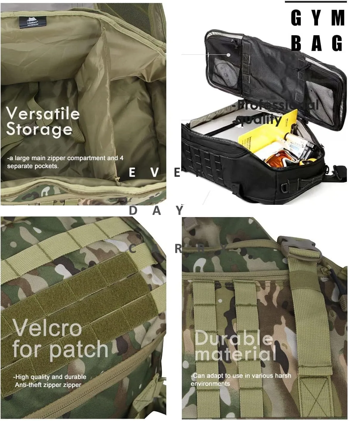 Travel Duffle Bag Backpack for Men - Large Tactical Bags Weekender Gym Bag for Overnight Traveling Military Workout Deployment Sports (Camo, 45L)