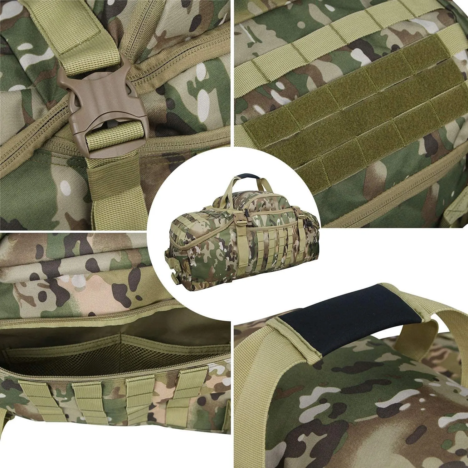 Travel Duffle Bag Backpack for Men - Large Tactical Bags Weekender Gym Bag for Overnight Traveling Military Workout Deployment Sports (Camo, 45L)