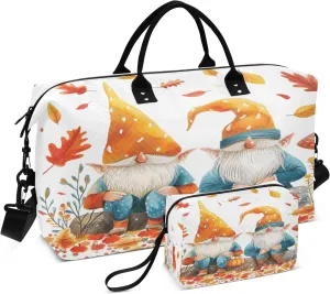 Travel Duffle Bag, Fall Leaves Dwarf Gym Bag with Storage Bag Weekender Overnight Bag for Men Women Trip Sports Yoga