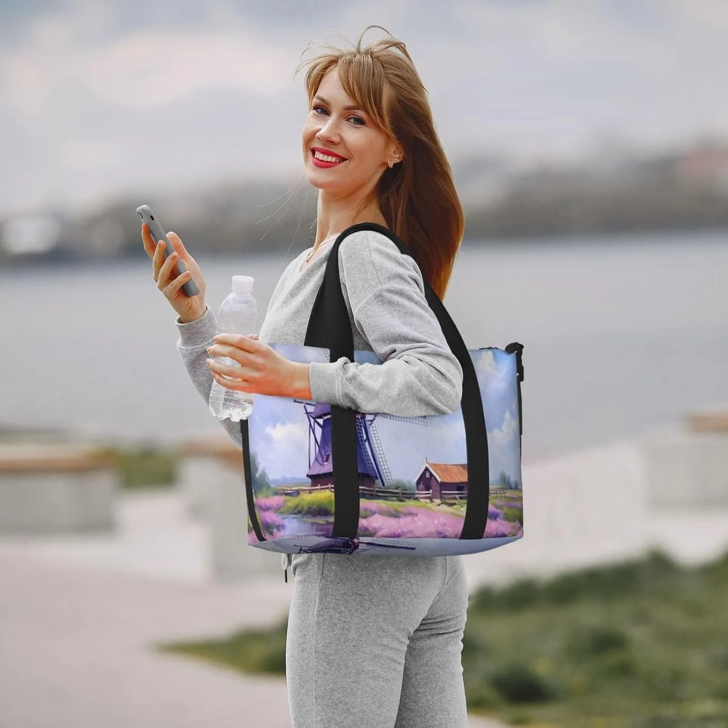 Travel Duffle Bag Farmhouse Lavender Weekender Overnight Bags Luggage Bag for Women Men Waterproof Sports Gym Bag Hand Bag with Shoulder Strap