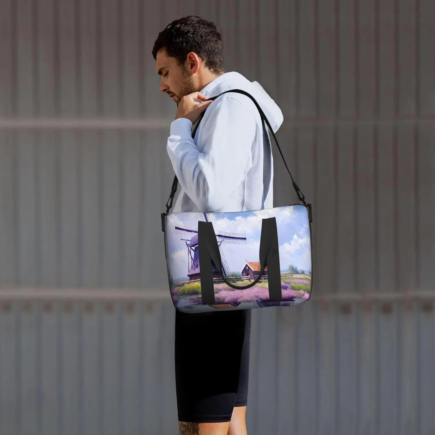 Travel Duffle Bag Farmhouse Lavender Weekender Overnight Bags Luggage Bag for Women Men Waterproof Sports Gym Bag Hand Bag with Shoulder Strap