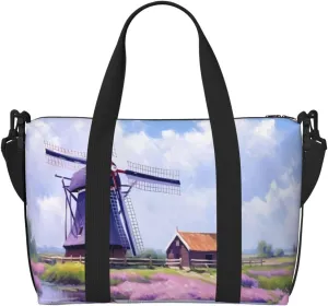Travel Duffle Bag Farmhouse Lavender Weekender Overnight Bags Luggage Bag for Women Men Waterproof Sports Gym Bag Hand Bag with Shoulder Strap