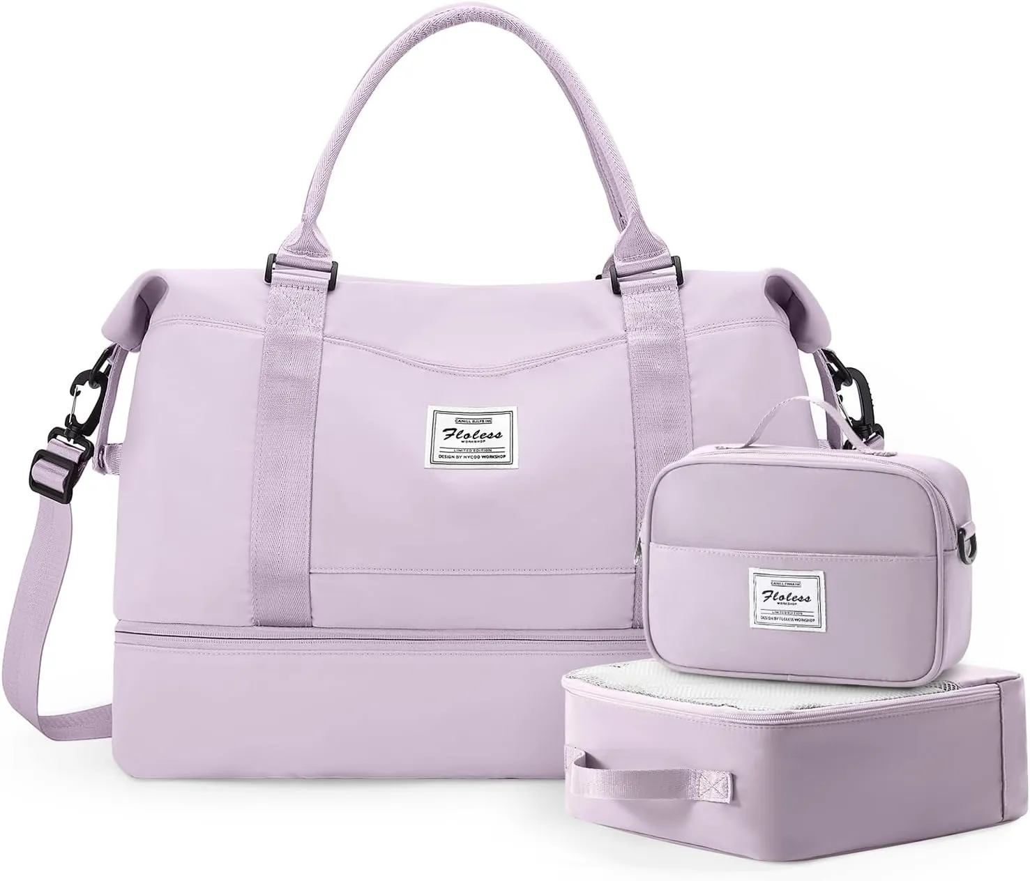 Travel Duffle Bag for Women,Weekender Overnight Bag with Shoe Compartment,Carry on Personal Item Travel Bag,3 Pcs Set