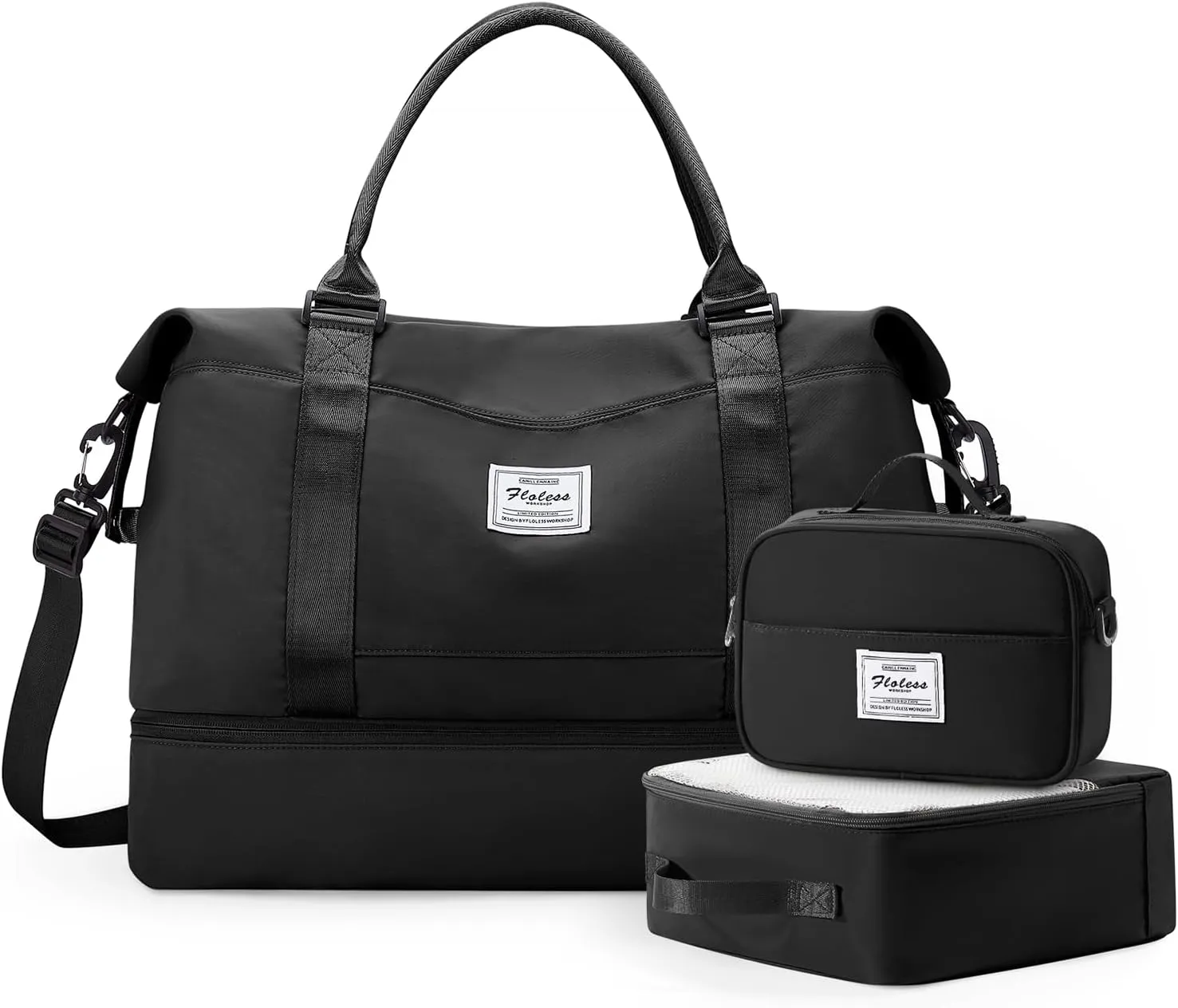 Travel Duffle Bag for Women,Weekender Overnight Bag with Shoe Compartment,Carry on Personal Item Travel Bag,3 Pcs Set