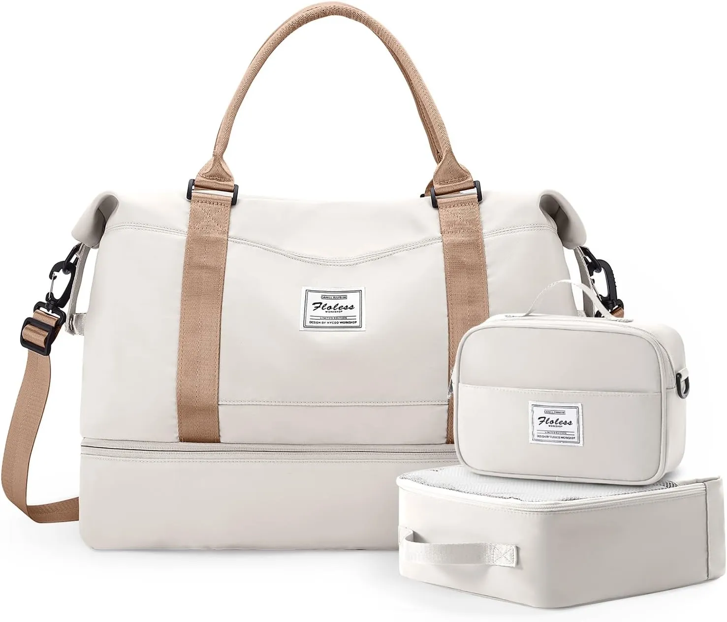 Travel Duffle Bag for Women,Weekender Overnight Bag with Shoe Compartment,Carry on Personal Item Travel Bag,3 Pcs Set