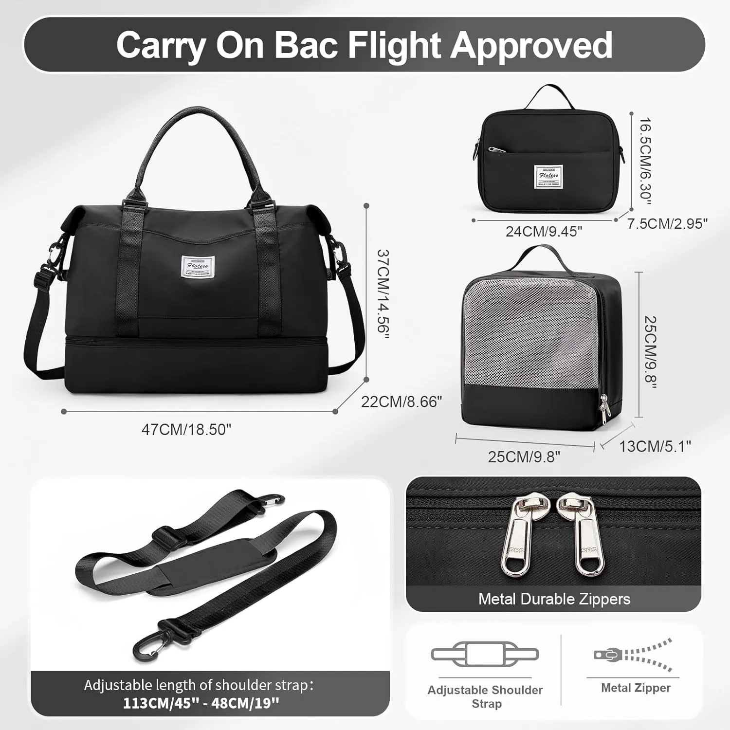 Travel Duffle Bag for Women,Weekender Overnight Bag with Shoe Compartment,Carry on Personal Item Travel Bag,3 Pcs Set