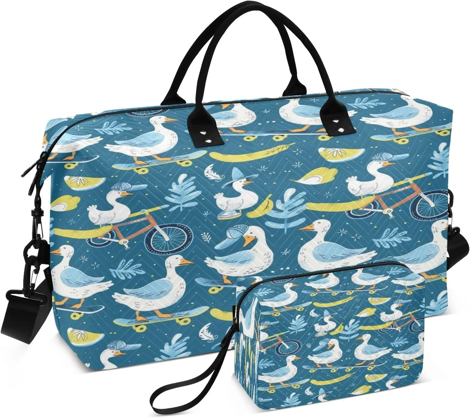 Travel Duffle Bag, Goose Skateboard Gym Bag with Storage Bag Weekender Overnight Bag for Men Women Trip Sports Yoga